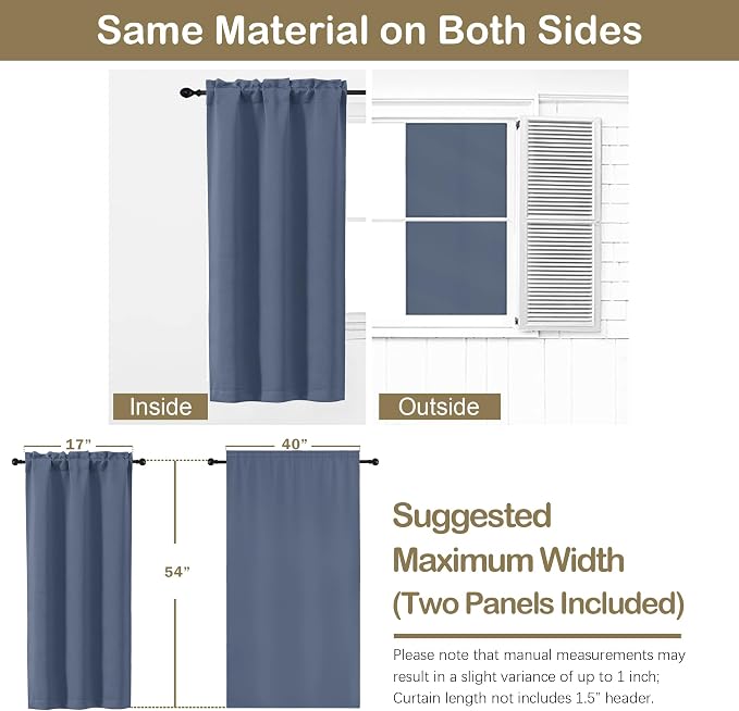 OVZME Denim Blue Short Blackout Curtains - Image 2