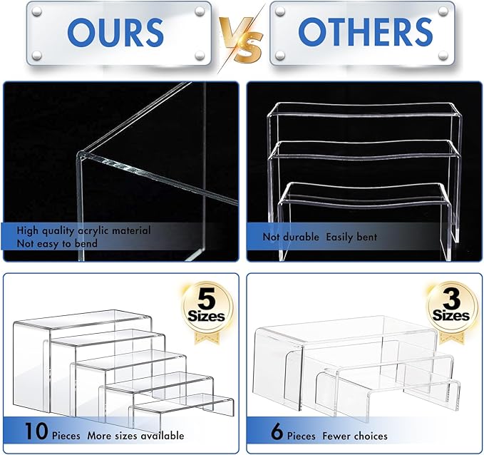 Aheroi Large Acrylic Risers, Transparent Shelves - Image 3