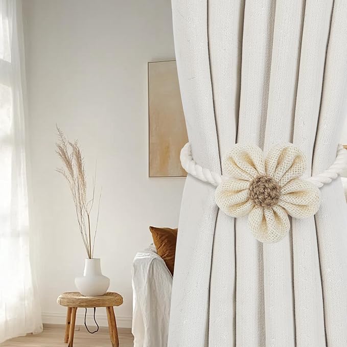 KLOGTSIND Magnetic Curtain Tiebacks, 4 Pack Flower Curtain Holdbacks - Image 6