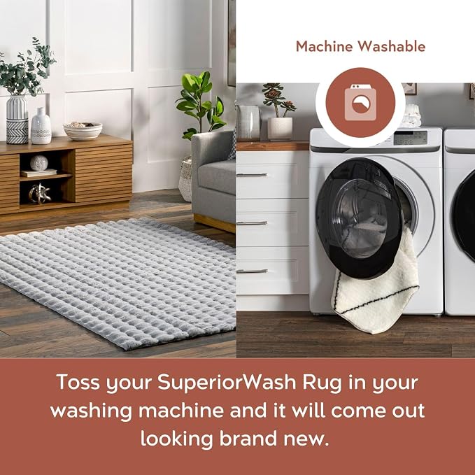 nuLOOM 3'9' x 6' Cozy Plush Area Rug, Machine Washable, Soft Fluffy Shag Carpet - Image 3