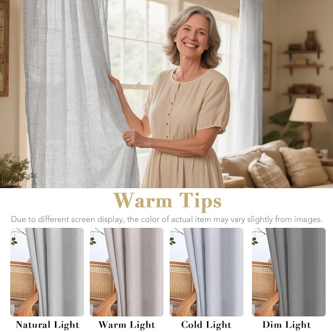 H.VERSAILTEX Nickel Grommet Natural Linen Semi Sheer Blended Airy Curtains - Image 3