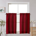 Chyhomenyc Christmas Red Curtains 30 Inch Length, Faux Linen Textured Small by Chyhomenyc