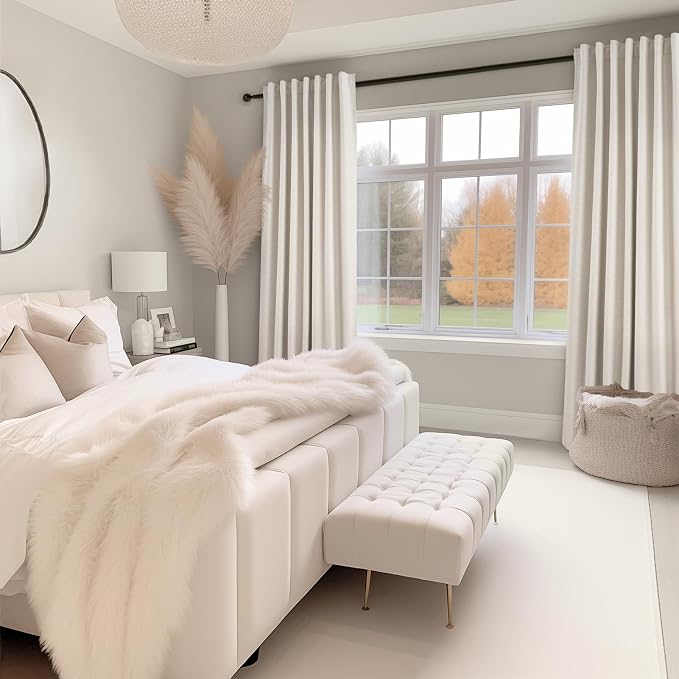 Topfinel 100% Blackout Linen Curtains 72 Inch Long Ivory Blackout Cream White - Image 7