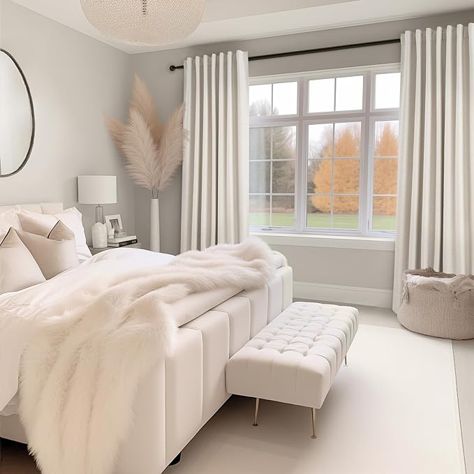 Topfinel 92 Inch Long Black Out Custom Drapery 2 Panels Neutral Blackout Cream - Image 7