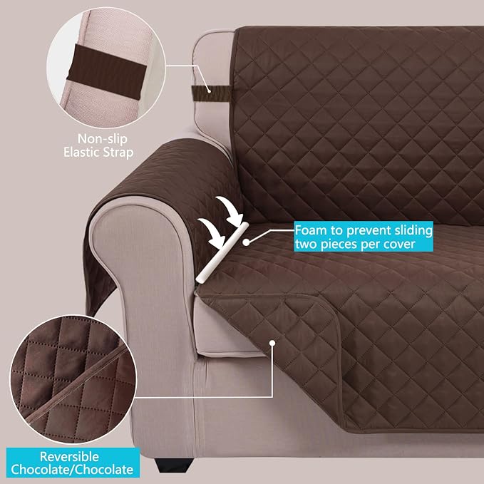 U-NICE HOME Reversible Oversized Chair Covers Quilted Water Repellent Pet - Image 3