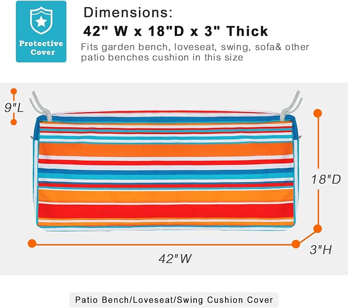 NettyPro Outdoor Loveseat Bench Cushion Cover 42 x 18 x 3 Inch, Water Resistant - Image 5