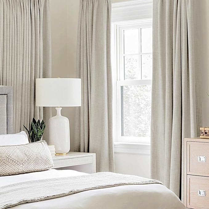 MIULEE Linen Curtains for Bedroom 100% Blackout Thermal Insulated Cobblestone - Image 2