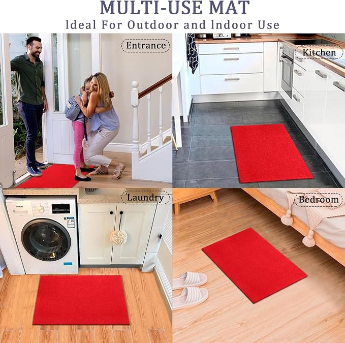 AAZZKANG Red Door Mat Set of 2 Non Slip Durable Multi-Purpose Outdoor Indoor - Image 7