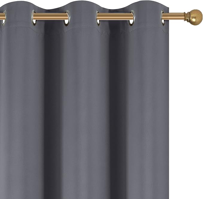 Diraysid Dark Grey Grommet Blackout Curtains - Image 7
