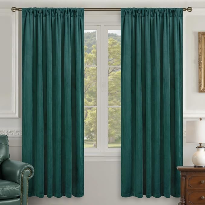 LAMIT Teal Velvet Curtains 72 Inch Length - Image 2