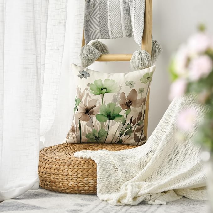 AVOIN colorlife Poppy Flowers Chinoiserie Spring Throw Pillow Cover, 18 x 18 - Image 5