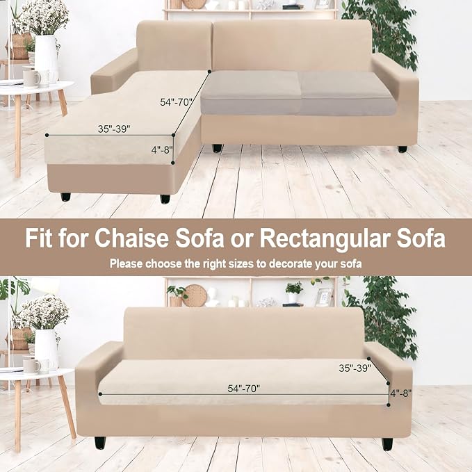 NAISI Sectional Couch Cover 1 Piece Velvet Separate Chaise Lounge Cover Soft - Image 5