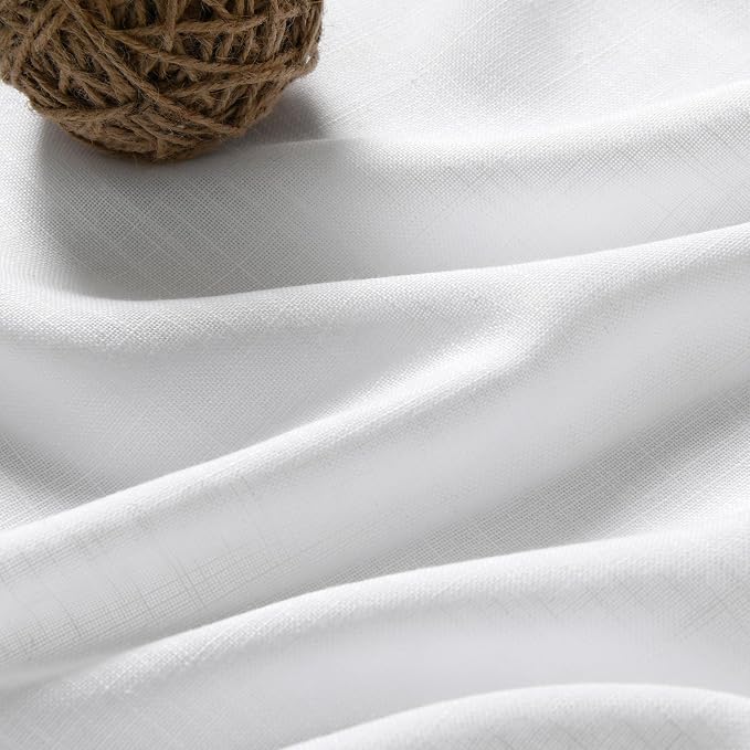 Nanspring White Linen Curtains 216 Inches Long - Image 5