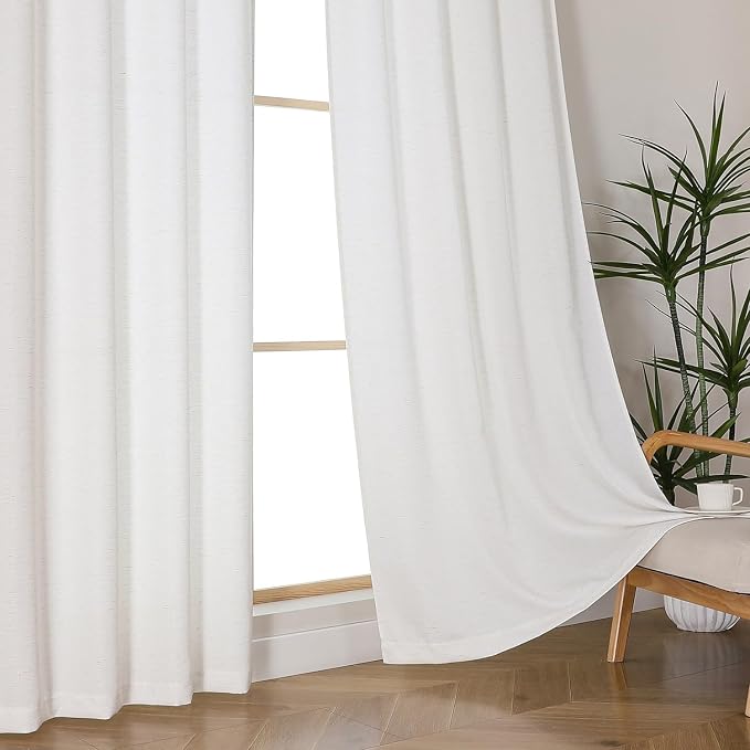 Chyhomenyc Bennet Natural Linen Curtains 84 Inch Length 2 Panels Set, Faux - Image 6