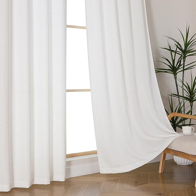 Chyhomenyc Bennet Natural Curtains 96 Inch Length 2 Panels, Faux Linen Textured - Image 6