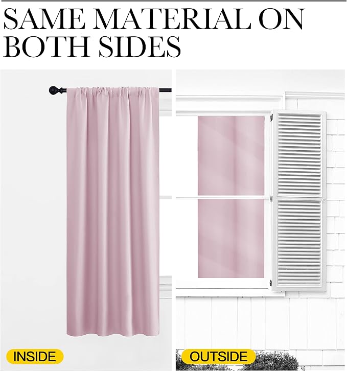 NICETOWN Blackout Curtains for Living Curtains, Baby Pink, 2 Panels, 42 by 72 - Image 5