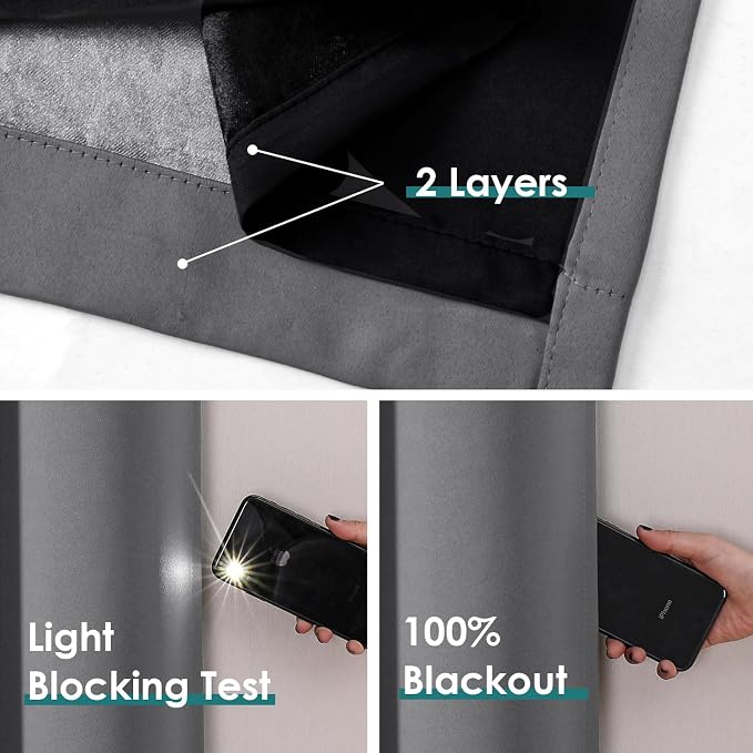 ChrisDowa 100% Blackout Curtains 102 inch Long - Image 4
