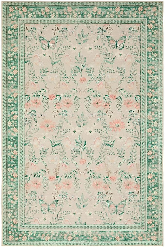 Rugxara Floral Rug for Living Room Bedroom, 4x6 Washable Rug, Large Non Slip - Image 9