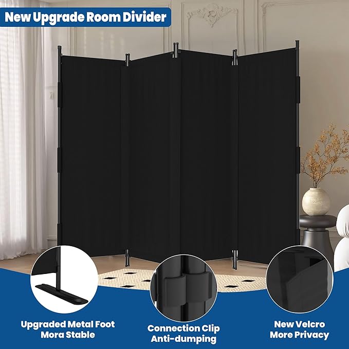 Room Divider 4 Panel Folding Screen 6ft Portable Wall Partition Room Divider - Image 3