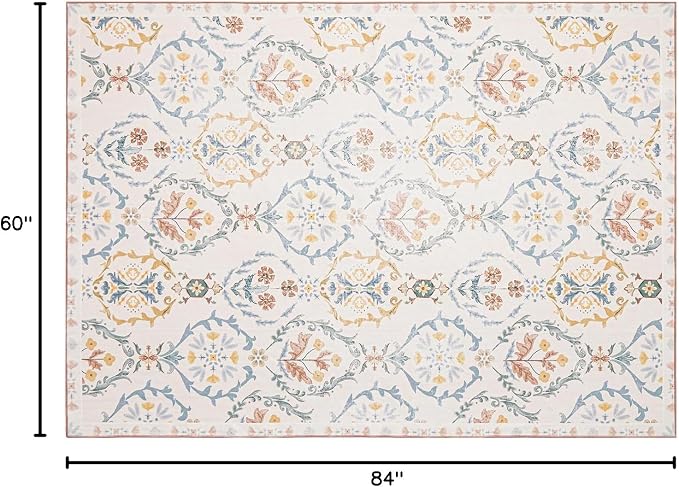 Phantoscope Washable Area Rug 5'x7' Non-Slip, Vintage Floral Boho Rugs - Image 2