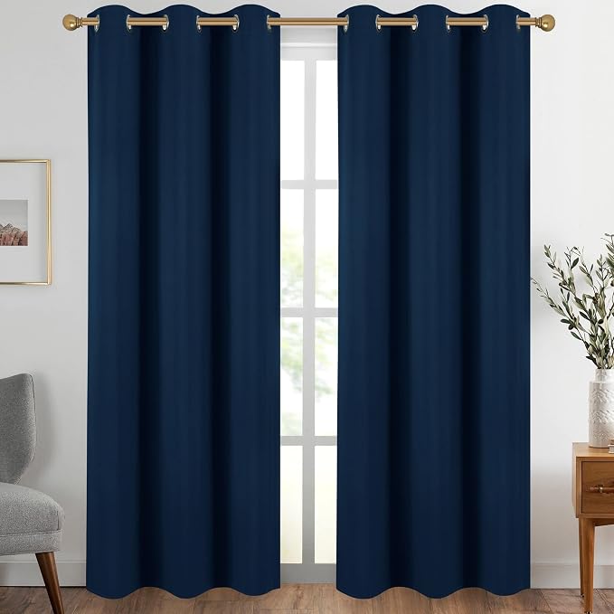 Diraysid Navy Blue Grommet Blackout Curtains by Diraysid%2C+refresh+your+life