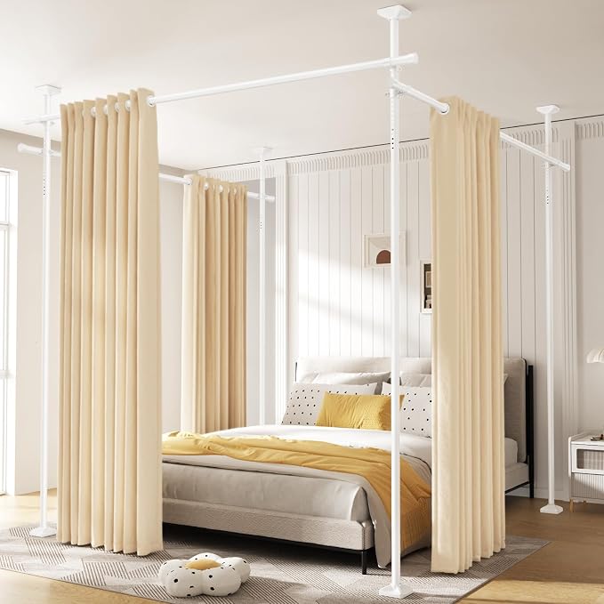 SUNALLY Room Divider Curtain Rod, No Drilling Wall Divider - Image 8