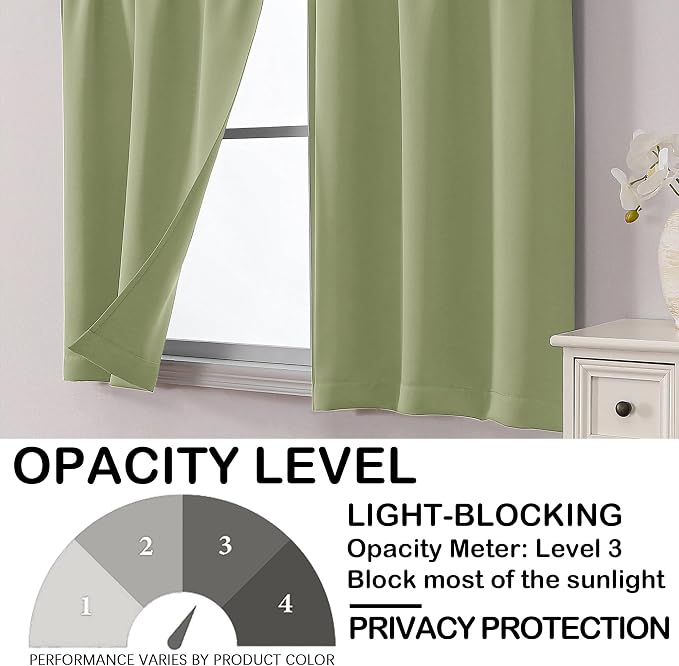 OVZME Sage Green Curtains for Small Window Treatment, Light Blocking Short - Image 6
