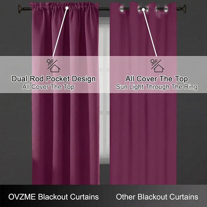 OVZME Hot Pink Blackout Curtains - Image 6