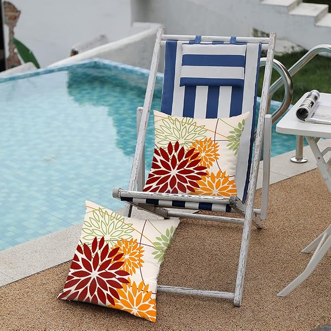 DFXSZ Red Orange Fall Pillow Cover 16X16 Inch Set of 2 Outdoor Waterproof - Image 4