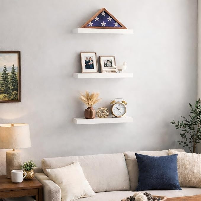 BAYKA White Floating Shelves for Wall – Rustic Wood Wall Shelves - Image 6