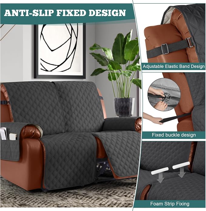 Ruaozz Waterproof Recliner Sofa Covers, 1-Piece Reclining Couch Covers Non-Slip - Image 6