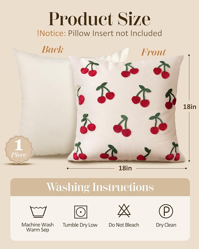 Embroidered Throw Pillow Cover 18x18 Inch - Image 4