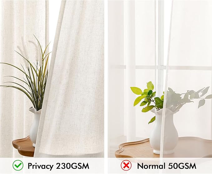 MIULEE Non-See-Through Privacy Linen Curtains 2 Panels, Light Filtering Window - Image 4