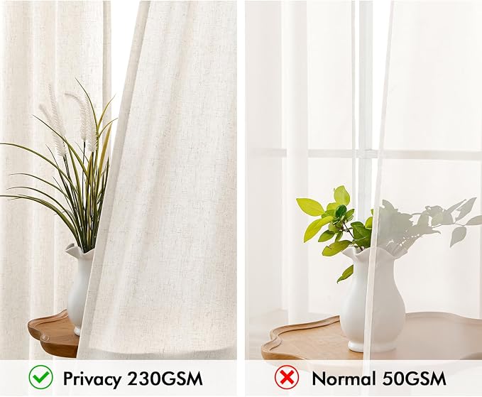 MIULEE Non-See-Through Privacy Linen Curtains 2 Panels, Light Filtering Window - Image 3