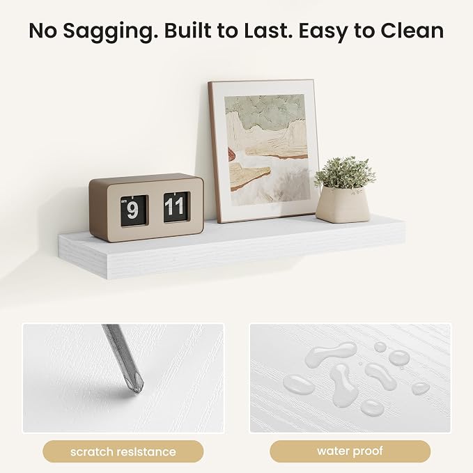 Fun Memories Rustic Floating Wall Shelves, Wall Mounted Wood Storage & Display - Image 4