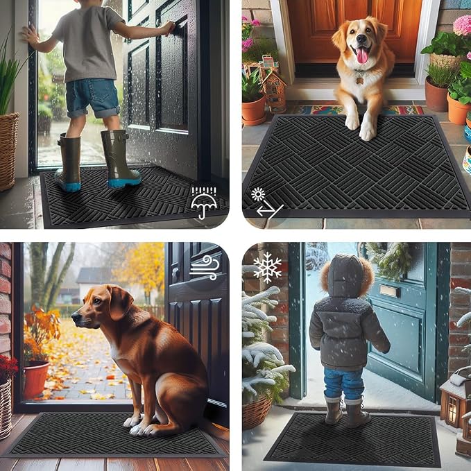 Smiry Front Door Mat Outside Entrance, Heavy Duty Outdoor Indoor Natural Rubber - Image 8