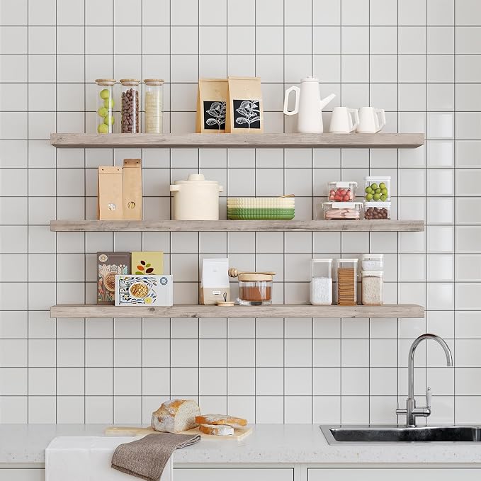 RALGEND Floating Shelves for Wall, 1.5" Thick Wall Shelf Set of 3 - Image 6