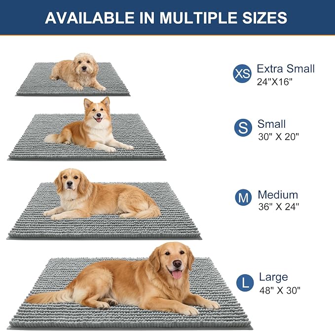 OLANLY Dog Door Mat for Muddy Paws 44x24, Ultra Absorbent Chenille Mud Doormat - Image 2