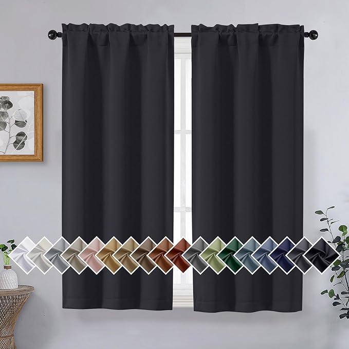 OVZME Black Short Blackout Curtains by OVZME