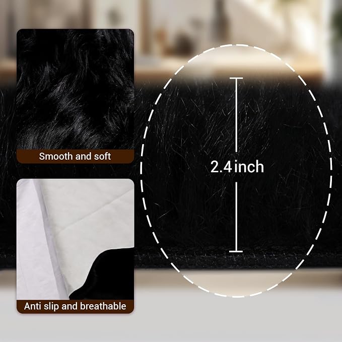 Ultra Soft Faux Fur Rug, Fluffy Shaggy 2 x 6 Ft Sheepskin Fur - Image 2