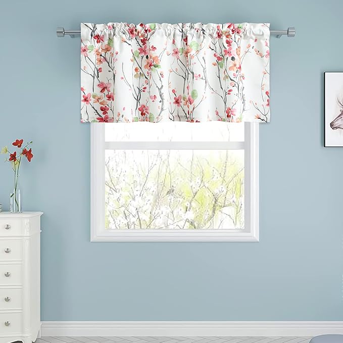 Leeva Colorful Flower Farmhouse Valance, 1 Pack Rod Pocket Privacy Small Drape - Image 3