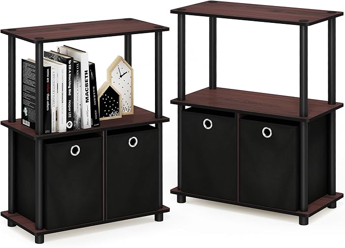 Furinno TURN-N-TUBE Storage Shelves Set of 2, 3-Tier Toolless Book Shelf by Furinno-FitsYourSpaceFitsYourBudget