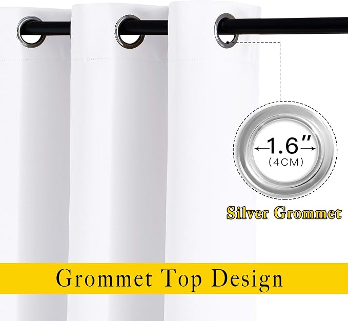 NICETOWN White Kitchen Curtains 36 inches Long, Modern Design Solid Grommet - Image 2