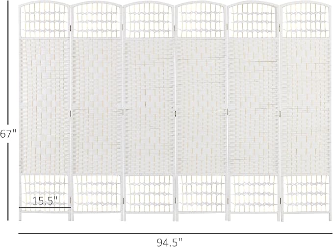 HOMCOM 6 Panel Room Divider, Folding Privacy Screen, 5.6' Room Separator - Image 7