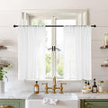 BGment White Linen Semi Sheer Curtains 36 Inch Length by BGment