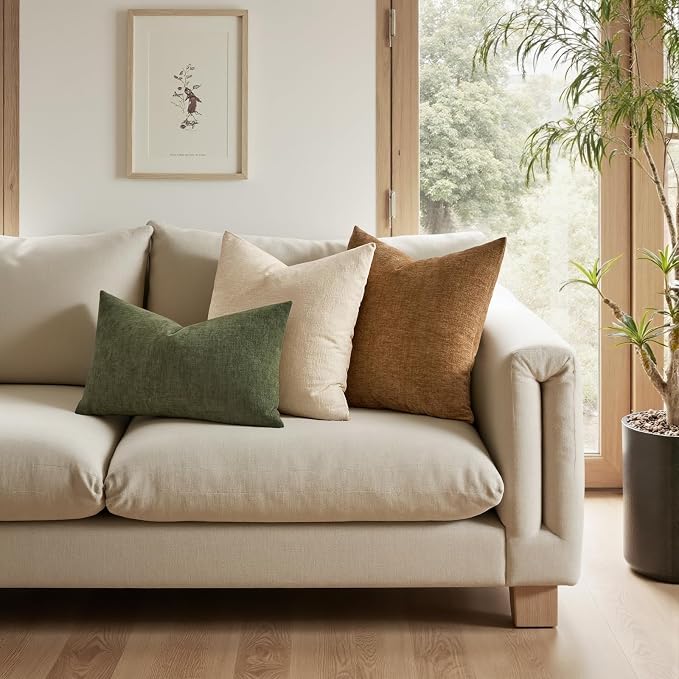 MIULEE Olive Green Couch Pillow Covers 12x20 Inch - Image 2