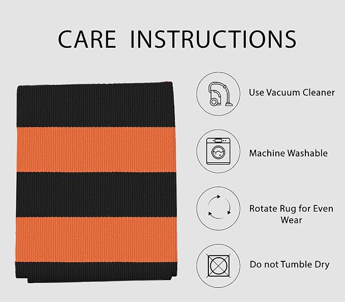 IOHOUZE Fall Door mat 3x5 Ft Orange Black Striped Area Rug Washable Front Porch - Image 5