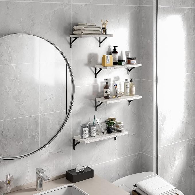 YGEOMER Floating Shelves for Wall, Different Sizes White Wall Shelves for - Image 8