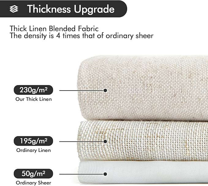 MIULEE Non-See-Through Privacy Linen Curtains 2 Panels, Light Filtering Window - Image 5