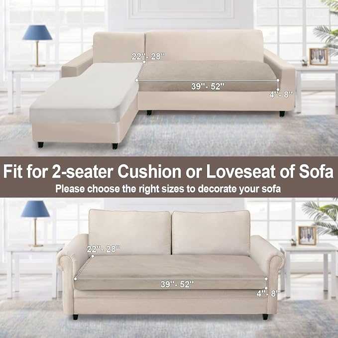 NAISI Couch Cushion Covers 1 Piece Velvet Stretch Loveseat Cover or 2 Seat Sofa - Image 4